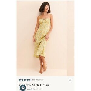 ASTR the label Maritza Midi Dress Yellow Floral Print Open Back dress size Small